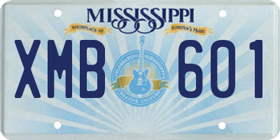 MS license plate XMB601