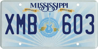MS license plate XMB603