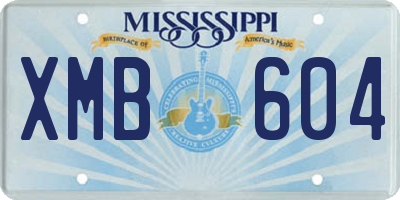 MS license plate XMB604