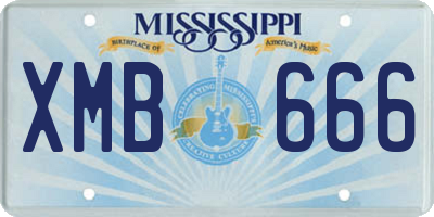 MS license plate XMB666