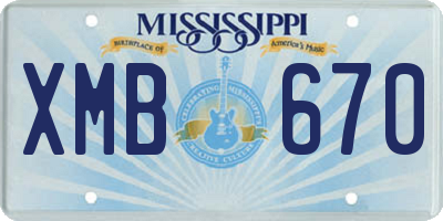 MS license plate XMB670