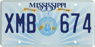 MS license plate XMB674