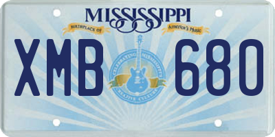 MS license plate XMB680