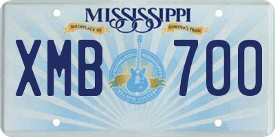 MS license plate XMB700