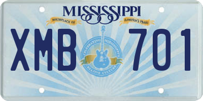 MS license plate XMB701