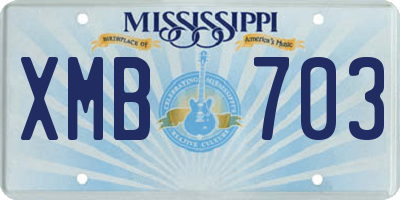 MS license plate XMB703