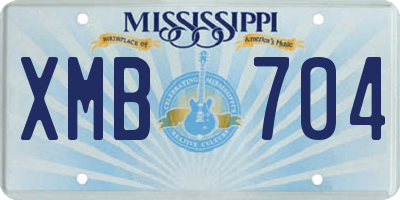 MS license plate XMB704