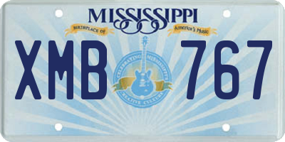 MS license plate XMB767