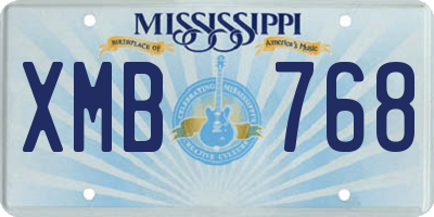 MS license plate XMB768