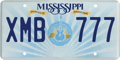 MS license plate XMB777