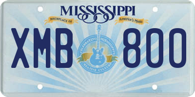 MS license plate XMB800