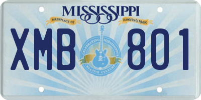 MS license plate XMB801