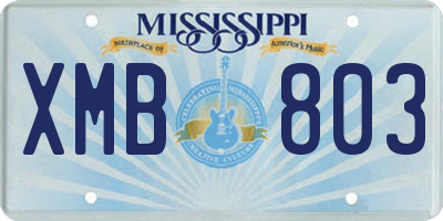MS license plate XMB803