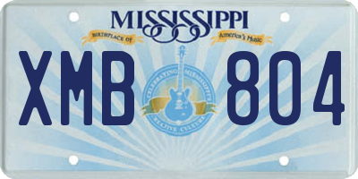 MS license plate XMB804