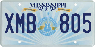 MS license plate XMB805