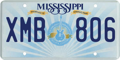 MS license plate XMB806