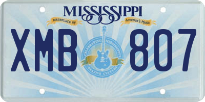 MS license plate XMB807