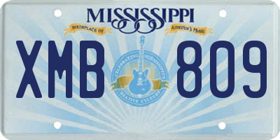 MS license plate XMB809
