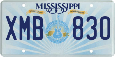 MS license plate XMB830