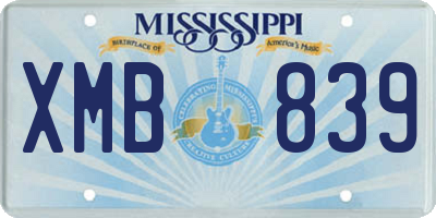 MS license plate XMB839