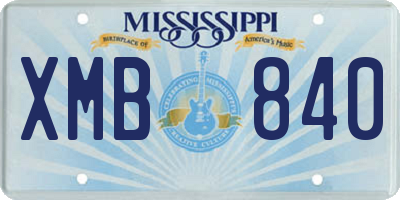 MS license plate XMB840