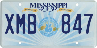 MS license plate XMB847