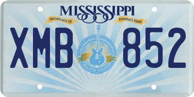 MS license plate XMB852