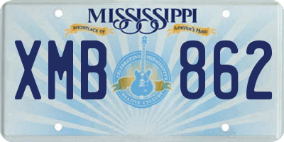 MS license plate XMB862