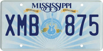 MS license plate XMB875