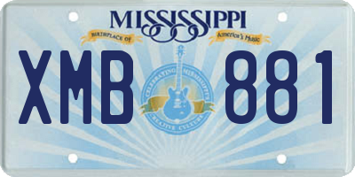 MS license plate XMB881