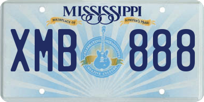 MS license plate XMB888