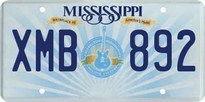 MS license plate XMB892