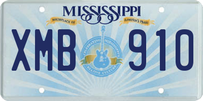 MS license plate XMB910