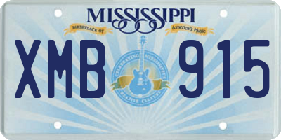 MS license plate XMB915