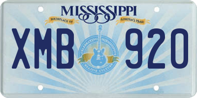 MS license plate XMB920