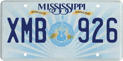 MS license plate XMB926