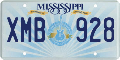 MS license plate XMB928