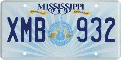 MS license plate XMB932