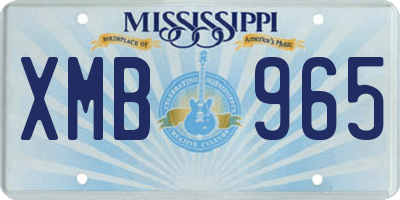MS license plate XMB965