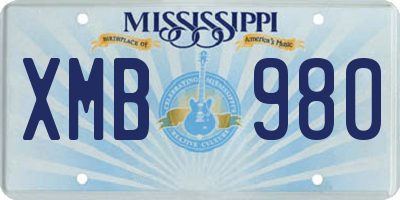 MS license plate XMB980