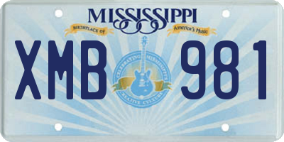 MS license plate XMB981