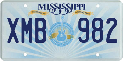 MS license plate XMB982