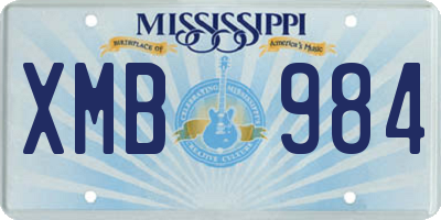 MS license plate XMB984