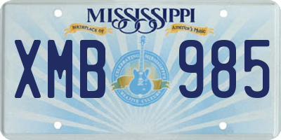 MS license plate XMB985