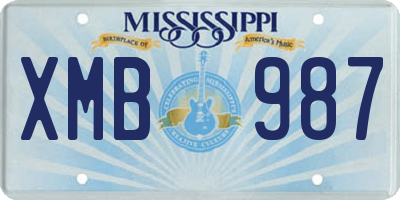 MS license plate XMB987