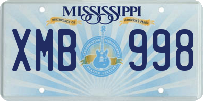 MS license plate XMB998