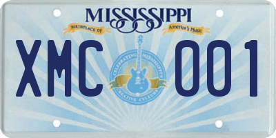MS license plate XMC001