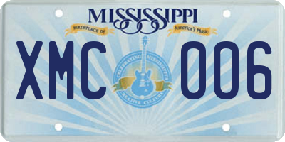 MS license plate XMC006