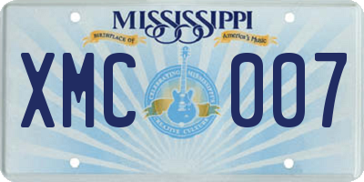 MS license plate XMC007