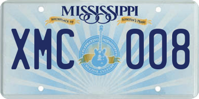 MS license plate XMC008